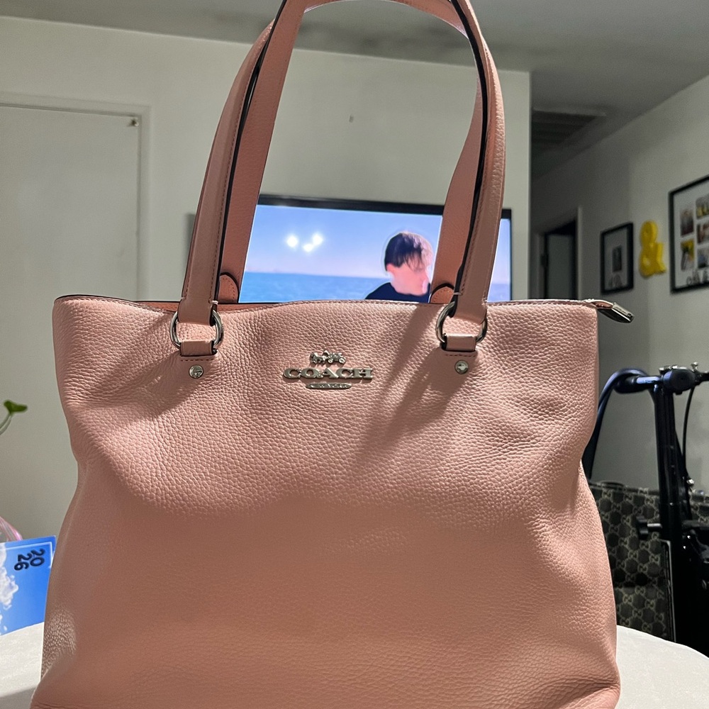 Coach Bay Tote in petal pink pebbled leather